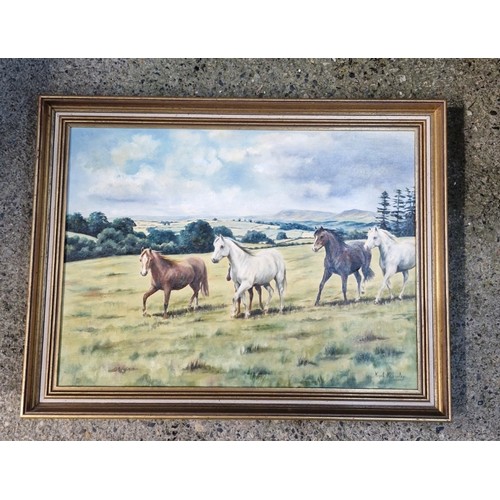 116 - Large print of a rural equine scene  - by Nigel kearsey 1980.