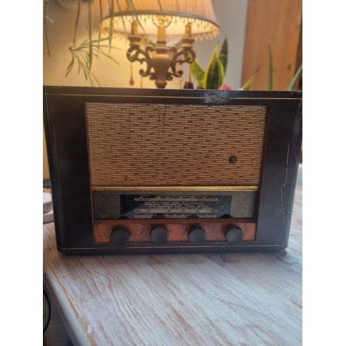 227 - 1950s Pye Radio, working,  no aerial, so not picking up stations
Stamped Donald McGregor 19 McCurtin... 