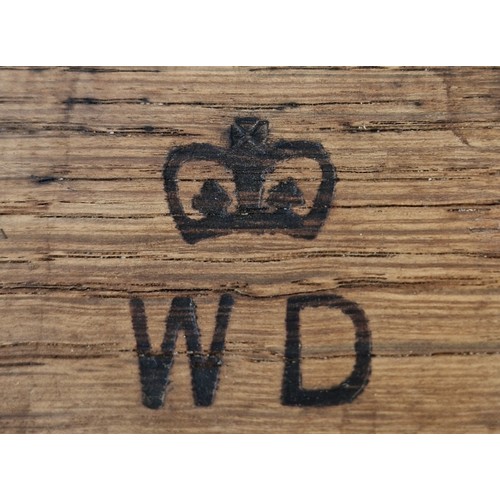 206 - A set of 5 mid century (1960s) oak chairs bearing the stamp WD 'War Department'.
