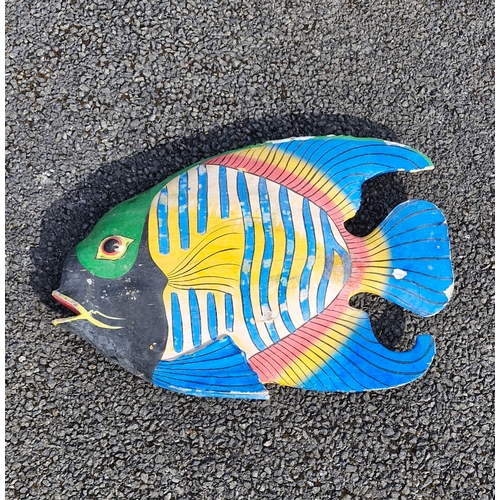 203 - A wooden handpainted decorative tropical fish.