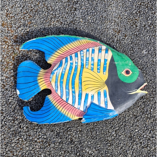 203 - A wooden handpainted decorative tropical fish.