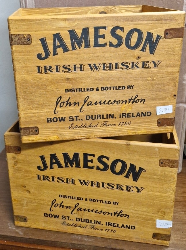 Jameson & Sons Whiskey wooden Pub display Crates