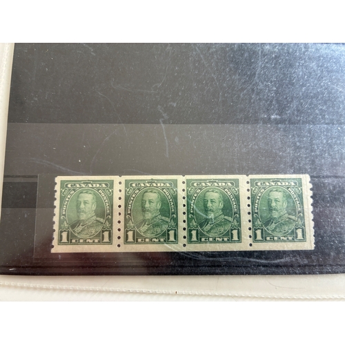 115 - Canada 1935 1c green coil stamp, imperf x perf 8, strip of four one with 'narrow 1' flaw, u/m (SG 35... 