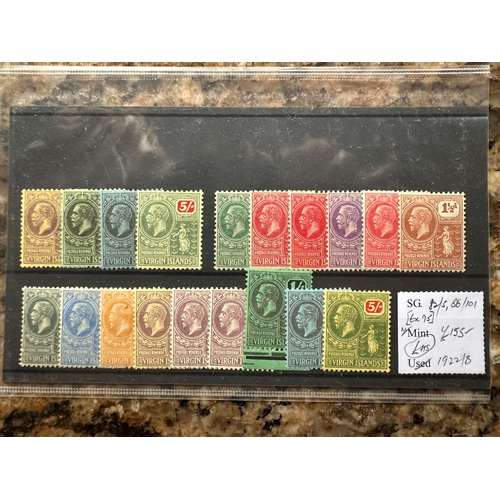 83 - British Virgin Islands 1922/8 3d to 5/- and 1/2d to 5/-, m/m. (SG 82/5 86/101 excl 95). Cat £155