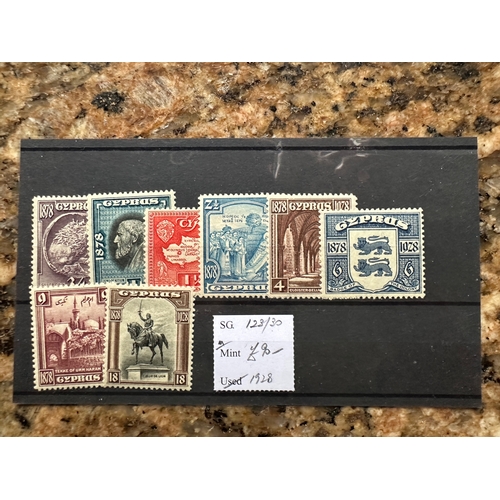 113 - Cyprus 1928 set to 18p (8), m/m. (SG 123/30). Cat £90