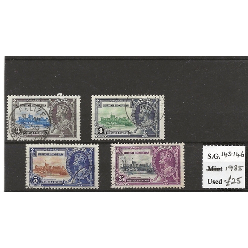 77 - British Honduras 1935 Silver Jubilee set. (SG 143/46) used Cat £25