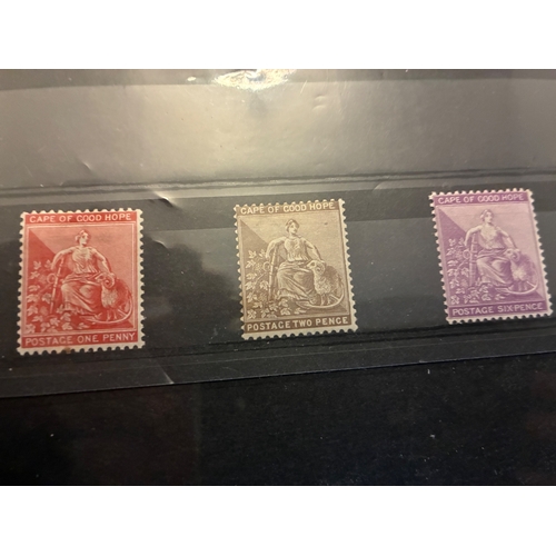 97 - Cape of Good Hope 1884-85 1d rose-red, 2d deep bistre and 6d purple, m/m. (SG 49, 50a, 52a). Cat £60