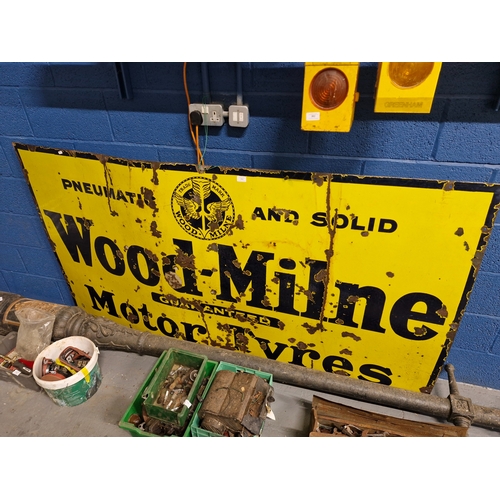 Large enamel wood-milne motor tires sign 214cm - 115cm