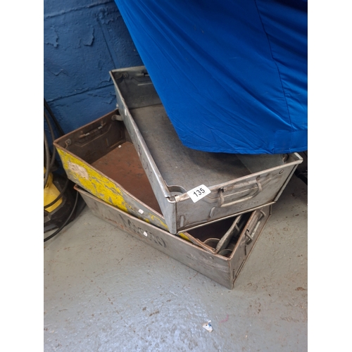 3 x metal tote boxes