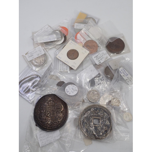 2 - A collection of coins and belt buckle