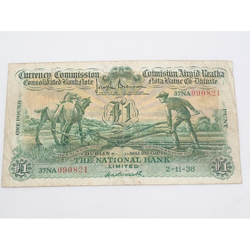 4 - Currency Commission Consolidated Banknote 'Ploughman' National Bank One Pound 2-11-38