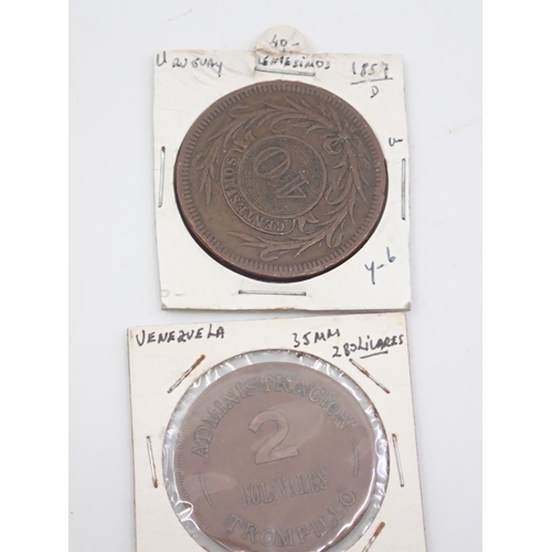 41 - A collection of coins from Uruguay and Venezuela