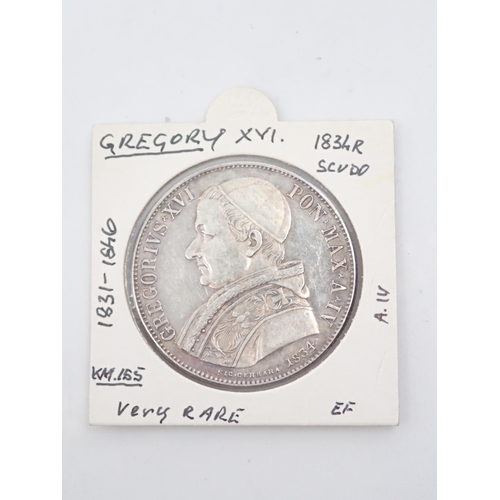 43 - A silver Gregory XV1 1834r Scvdo coin