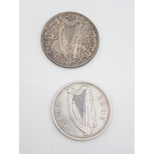 49 - Two Irish half crowns dated 1933 & 1941