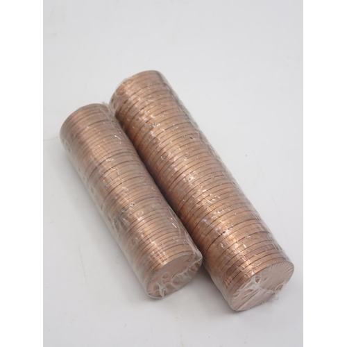58 - A sealed roll of Irish pennies 1971 and a sealed roll of Irish half pennies 1971.