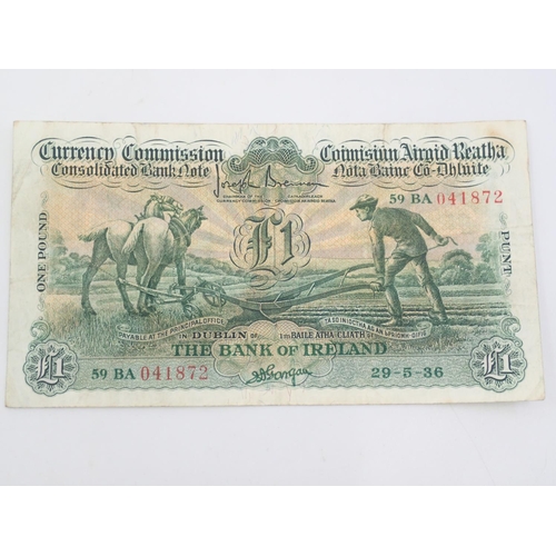 6 - Currency Commission 'Ploughman', Bank of Ireland, One Pound, 29-5-36