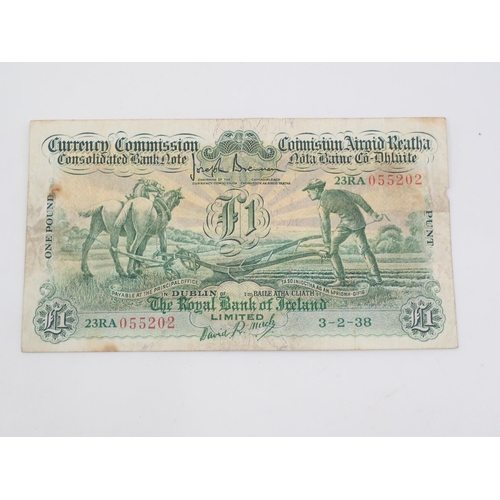 8 - Currency Commission Consolidated Banknote 'Ploughman' One Pound, Royal Bank of Ireland, 3-2-38