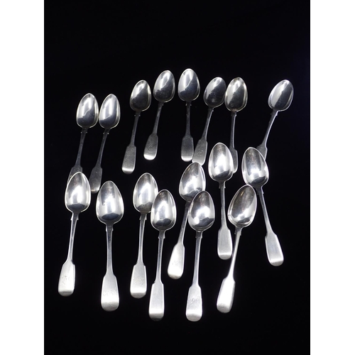 182 - A collection of silver teaspoons, total weight approx. 373grams (15 Irish, 2 English)