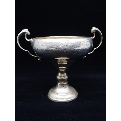 198 - A silver trophy cup approx. 111.5 grams, engraved 'The Royal Bank of Ireland Limited Ladies Sports C... 