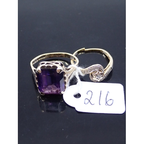 216 - Two gold rings, approx 5.8 grams, finger size L & J
