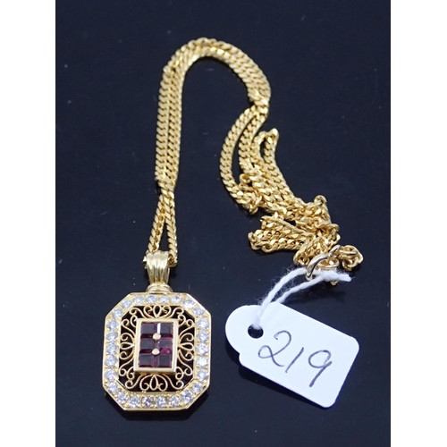 219 - A gold diamond set pendant and a 22ct gold chain, approx. 18.2 grams, chain 18 inches long
