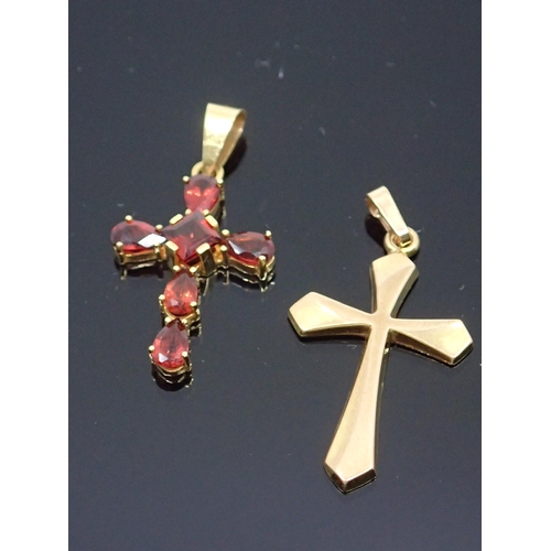 129 - Two crosses, one stamped 18ct, total weight approx. 1.9 grams