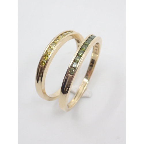 13 - Two 14kt half eternity rings set with lab grown diamonds