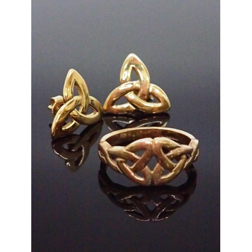 146 - A 9ct gold ring approx. 3 grams finger size N and a pair of gold plated earrings