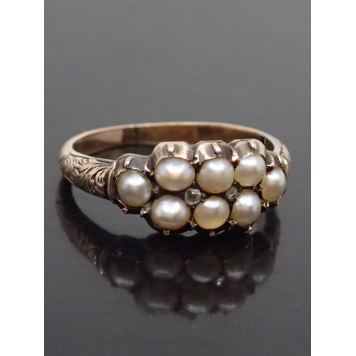 172 - An antique pearl and diamond set dress ring finger size J