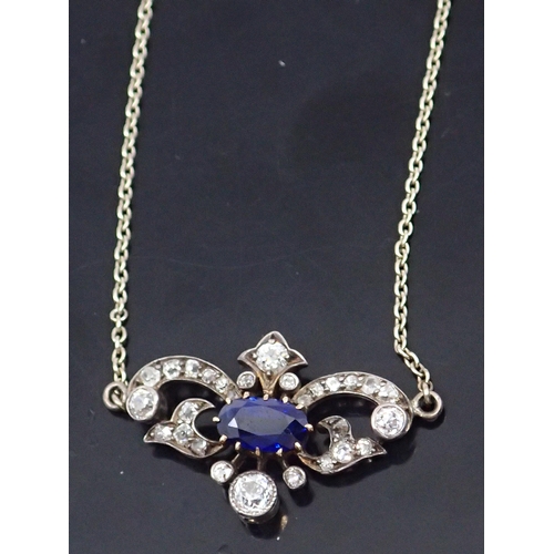 181 - A sapphire and diamond set necklace