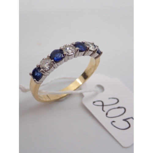 205 - An 18ct gold sapphire and diamond ring finger size O