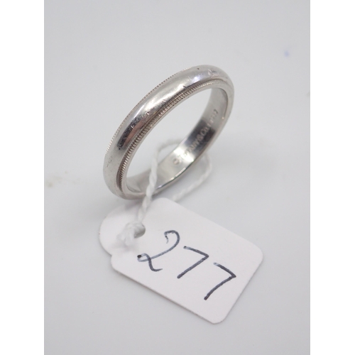 277 - A gents Tiffany & Co Platinum band ring finger size T approx. 9.7 grams