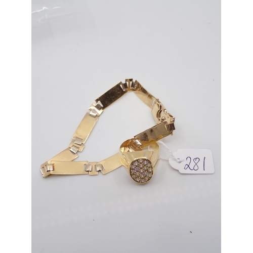 281 - An 18ct gold ring and 18ct gold bracelet, total weight approx. 25.8 grams