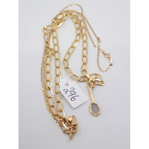 296 - An 18ct gold pendant and chain and an 18ct gold chain, approx. 8.3 grams