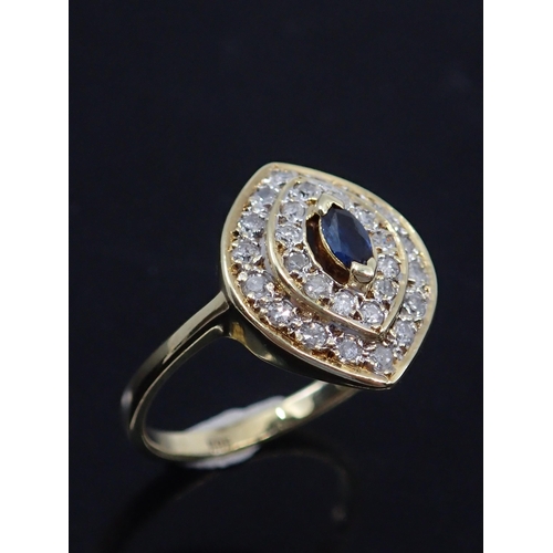 31 - A 14ct gold sapphire and diamond cluster ring, finger size O