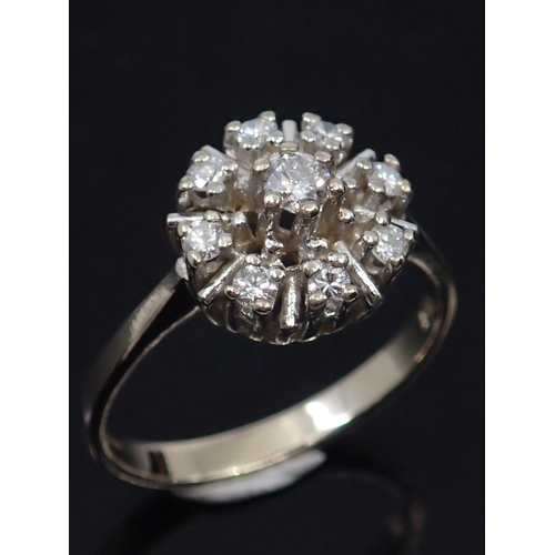 32 - A 14ct gold diamond cluster ring total estimated of diamonds 0.40cts finger size N