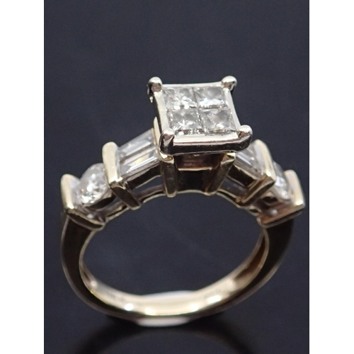 34 - A diamond cluster ring approx. 14kt approx. 4.3 grams fine size J