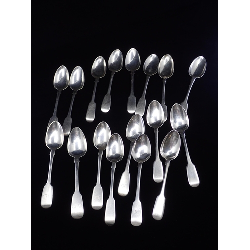 361 - A collection of silver teaspoons, total weight approx. 373grams (15 Irish, 2 English)