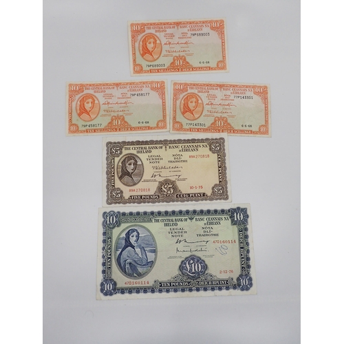 450 - A collection of Lady Lavery banknotes, including a £10 note dated 2/12/76, a £5 note dated 10/1/75 &... 