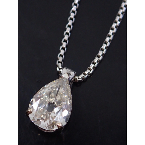 42 - A diamond pear shape single stone on an 18ct gold chain