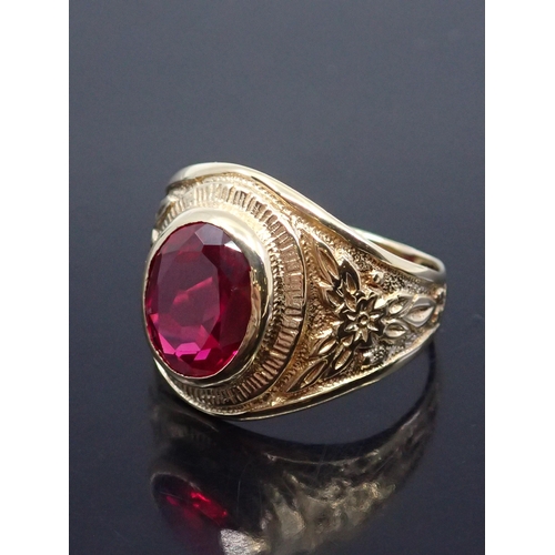 189 - A 9ct ruby college ring  finger size V