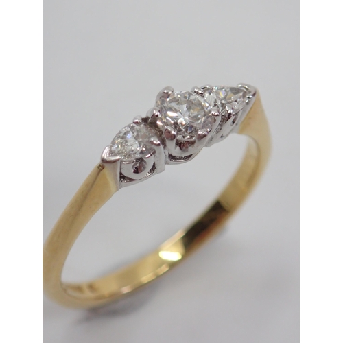 11 - A diamond three ring set in 18ct gold, total estimated weight of diamonds 0.51cts finger size O Half