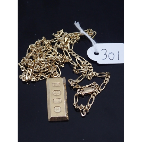 301 - A gold ingot and chain, total weight approx. 16.8 grams