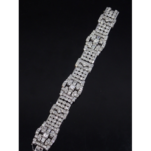 87 - A fine French/Swiss antique diamond plague style bracelet approx. 48 grams, set with baguette and ro... 