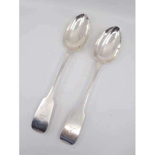 361 - A pair of silver basting spoons approx. 310 grams Dublin silver hallmarks, 1831 by SG, approx. 12 in... 