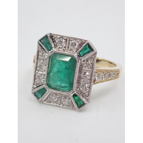 5 - An emerald and diamond ring, showing as finger size O set in 18ct gold