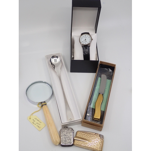 239 - A collection of jewellery and a silver spoon  (56.3 grams) & vesta case (17 grams)