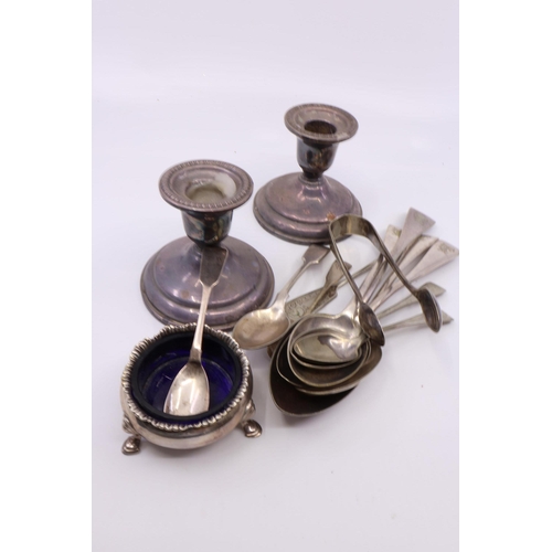 230 - A silver salt London 1761 and silver spoon Dublin 1829 approx. 53.5 grams and a collection of silver... 