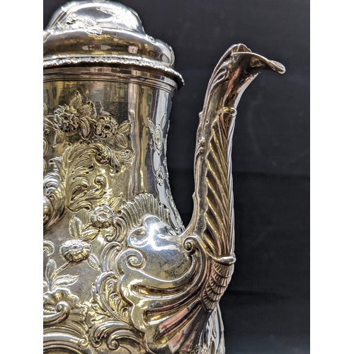 104 - A RARE IRISH PROVINCIAL SILVER COFFEE POT, Cork c.1770's, maker's mark  IN for John Nicholson and st... 