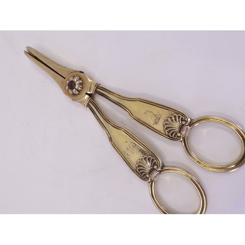 95 - A SILVER-GILT GRAPE SCISSORS, mark of William Eley I & William Fearn of London, (c.112g). 15.5cm lon... 